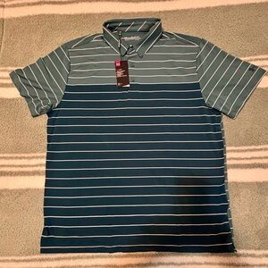 XXL Under Armour Men's Polo Shirt - Teal and Navy Stripes